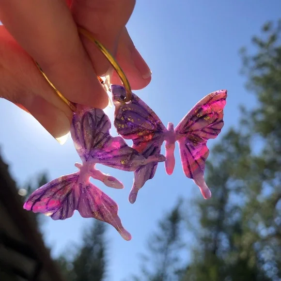 Handmade marble butterfly earrings - Picture 4 of 4